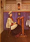 Isidor Kaufmann Canvas Paintings - Young Woman in the Synagogue